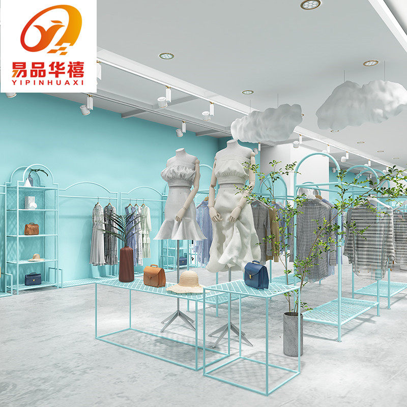 女装店展示架落地式轻奢服装店陈列货架衣服架子童装店中岛架网格