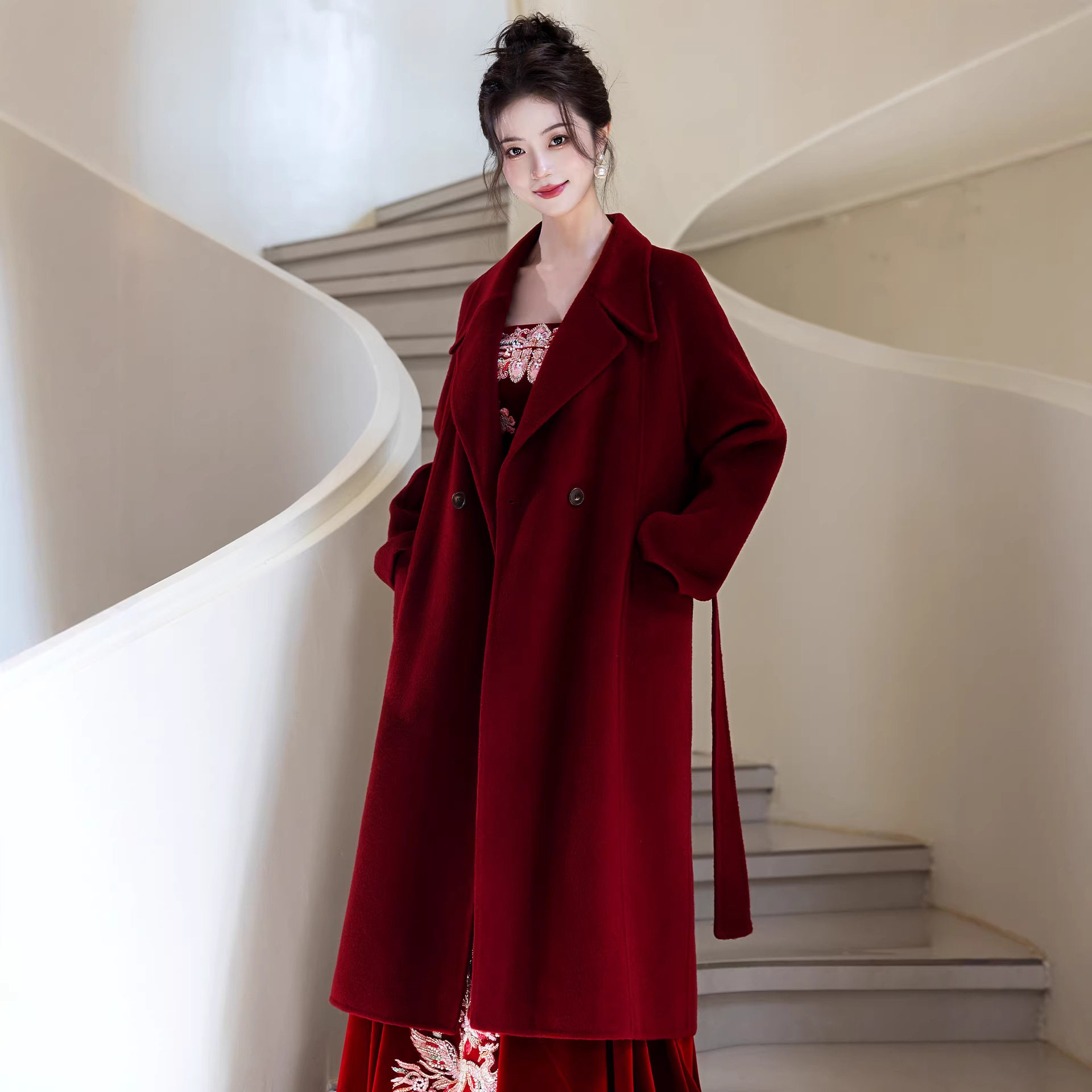 红色大衣双面羊毛呢子外套女小个子新娘结婚订婚敬酒外套新年可穿,女装/女士精品,毛呢外套,淘宝优惠券,粉丝福利购,淘宝优惠卷