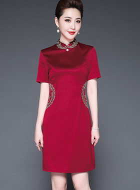 2026夏季新款优雅改良旗袍喜婆婆妈妈婚庆婚宴礼服结婚订婚连衣裙