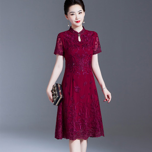 2026夏季新款结婚简约大摆旗袍妈妈装婚庆婚宴喜婆婆礼服日常可穿