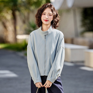 皮衣 宽松休闲流行女式 YB2606 新款 小个子立领风衣外套女2026春季