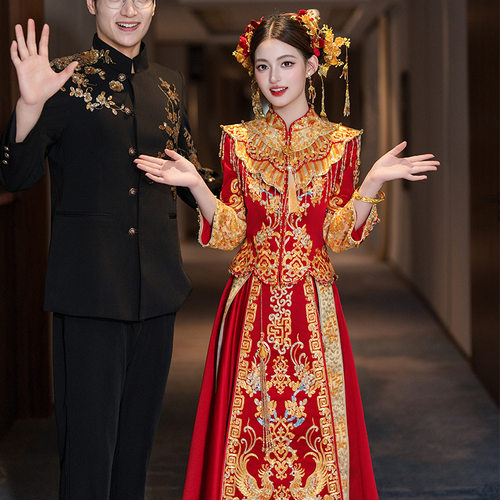重工新中式秀禾服婚服2026新款新娘豪华结婚龙凤褂嫁衣凤冠霞帔秋