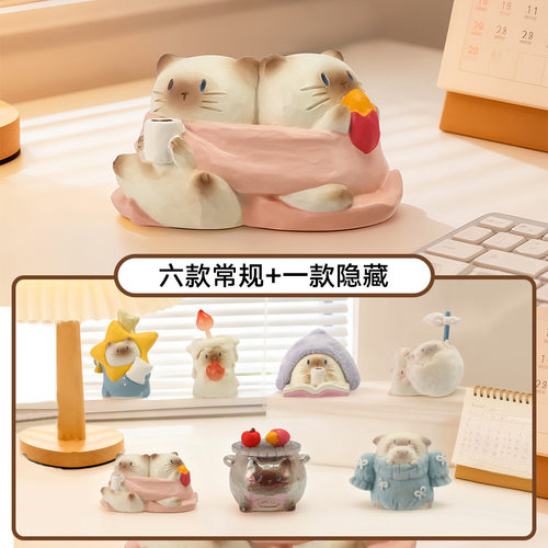 新款热卖猫猫PAI一缕温暖盲盒创意办公室桌面摆件装饰品节日礼物