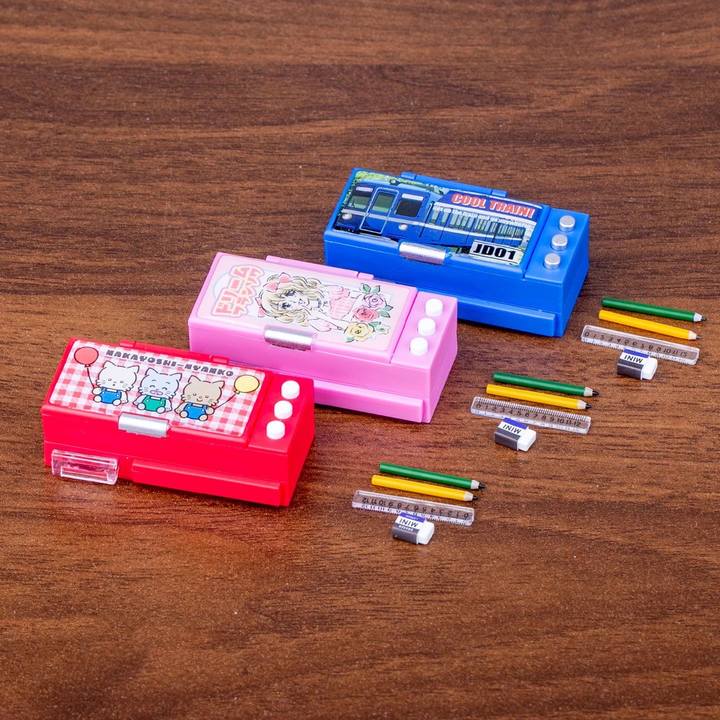 微缩迷你小文具盒小学生模型小物品小东西铅笔盒橡皮尺子道具卡通