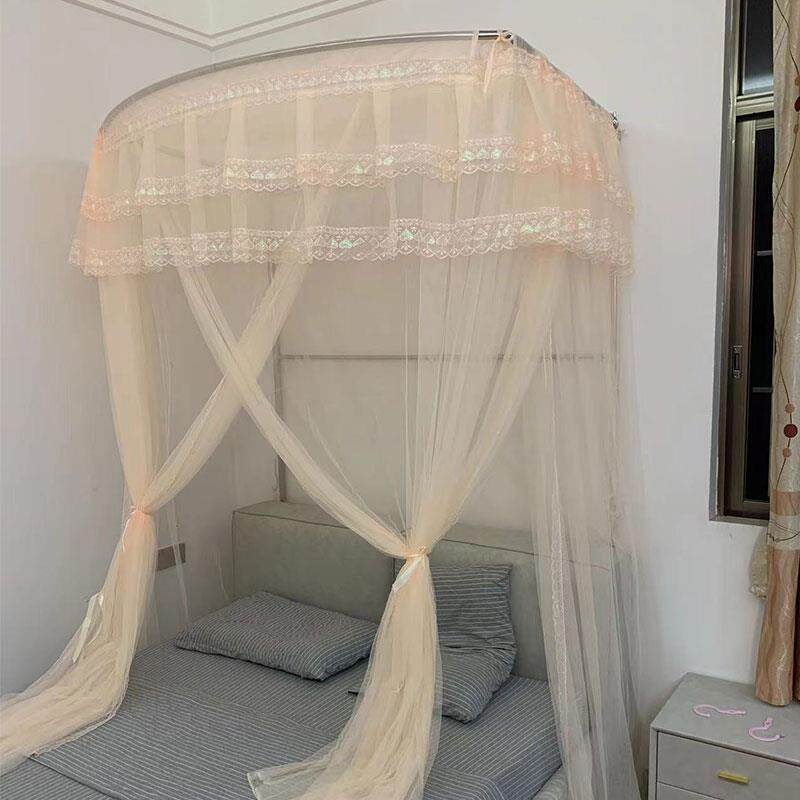 升降伸缩蚊帐家用落地免安装2023新款加密加厚钓鱼竿u型弧形蚊帐