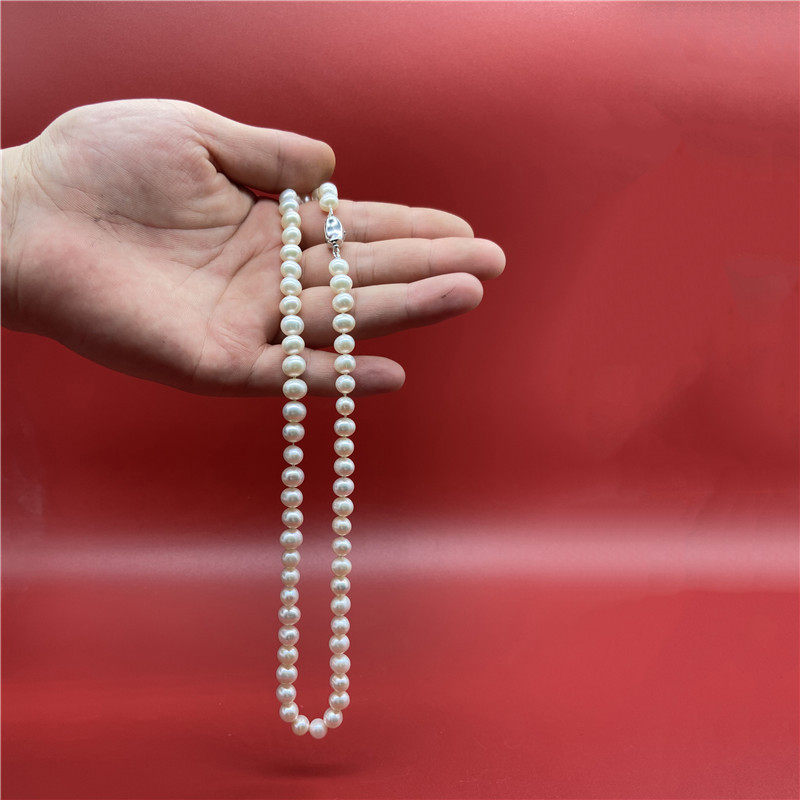 天然淡水真珍珠项链长款毛衣链正品女圆形送妈妈链款礼物中老年人