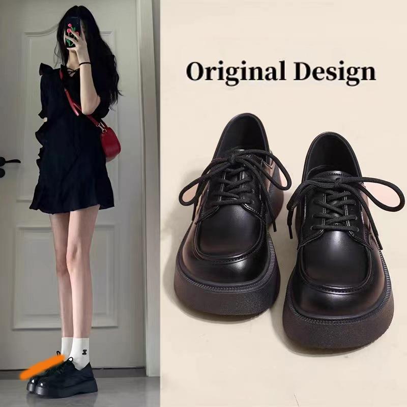 澡澡酱制服鞋女泡泡森林小个子松糕厚底大头系带乐福学院风小皮鞋