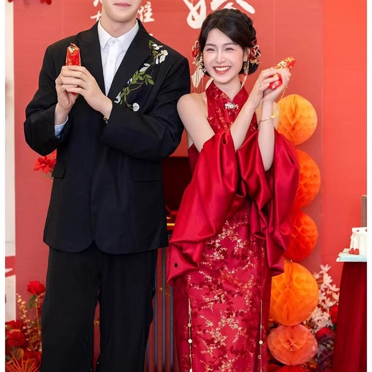 新中式敬酒服女新娘结婚晨袍气质高端2025新款订婚改良旗袍高级感