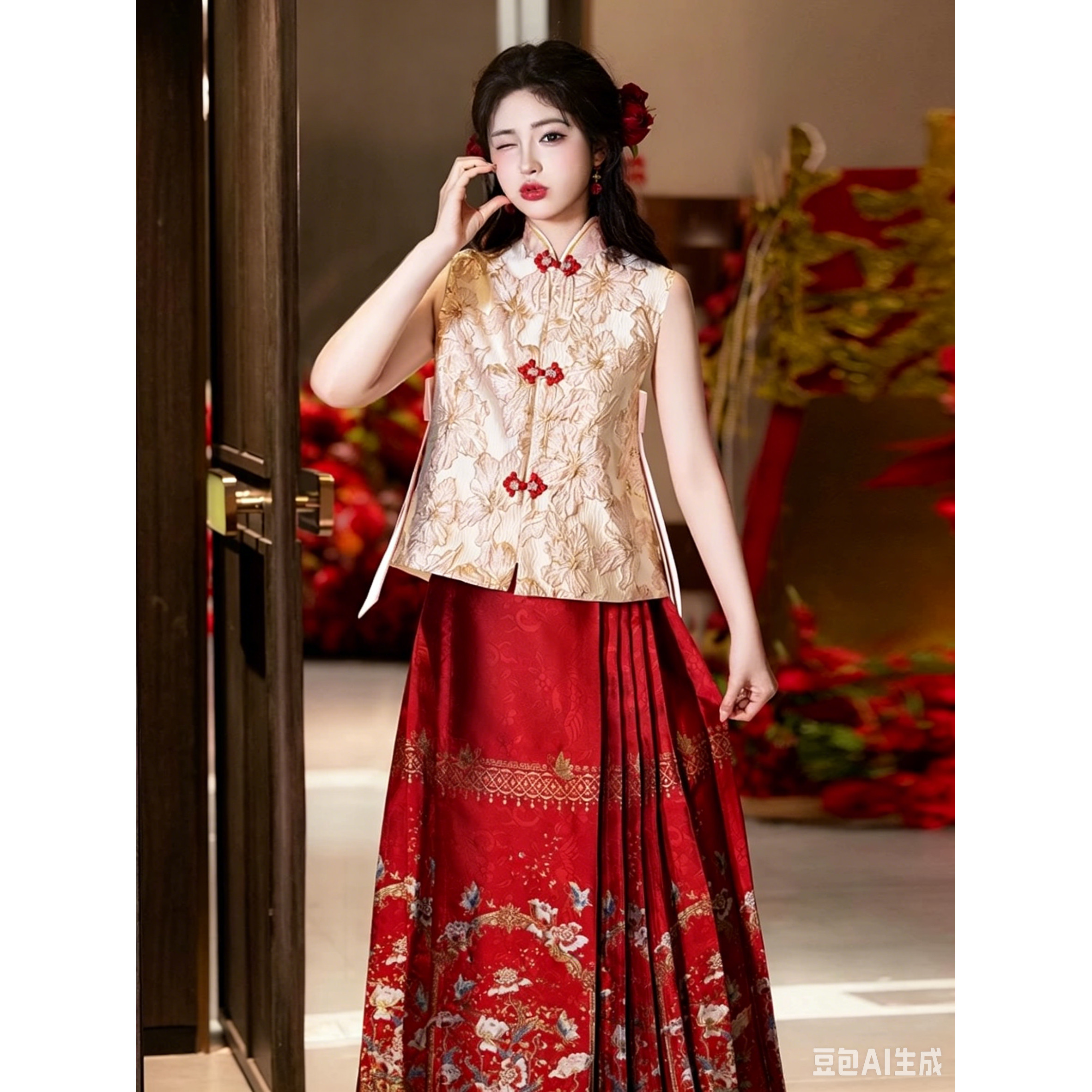 新中式孕妇马面裙婚服套装敬酒服订婚礼服大码胖mm遮肚子秀禾嫁衣