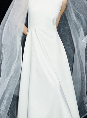 白月光钉珠赫本风白色连衣裙结婚回门女气质订婚领证轻礼服长裙女