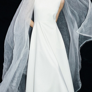 白月光钉珠赫本风白色连衣裙结婚回门女气质订婚领证轻礼服长裙女