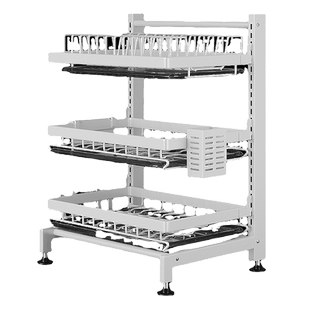 日式白色厨房碗碟架双层沥水架不锈钢沥干置物架三层多功能沥水篮
