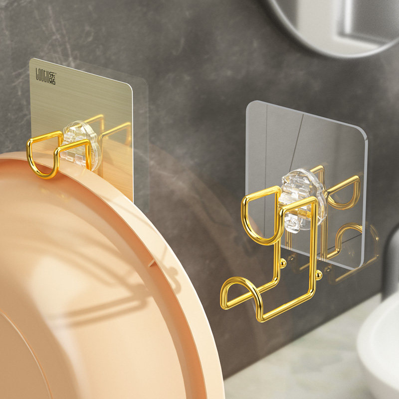 乐贴不锈钢脸盆挂钩收纳架浴盆强力承重免打孔金色挂架卫生间神器,家庭/个人清洁工具,脸盆架,淘宝优惠券,粉丝福利购,淘宝优惠卷