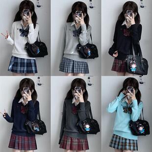 海月社JK秋冬套头针织衫衬衫格裙校供感JK制服女叠穿套头毛衣学院