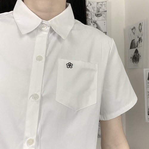 JK制服短袖衬衫圆领百搭