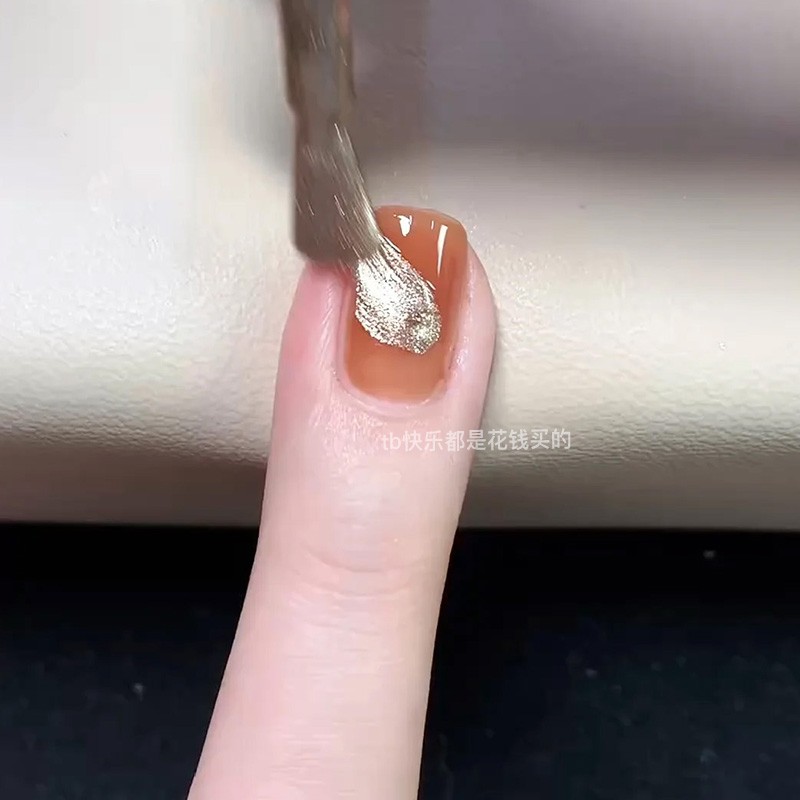 琥珀色金箔涂鸦美甲！秋冬色系指甲油胶2024新款免烤持久快干可撕