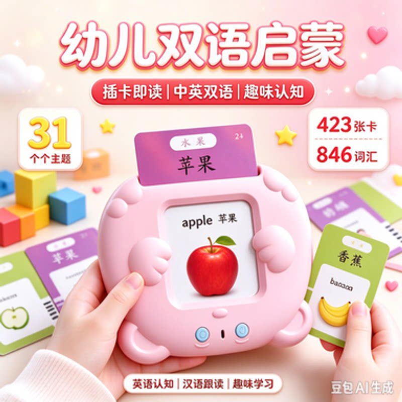 儿童插卡早教机学习机幼儿英语单词卡片宝宝启蒙识字认知点读玩具