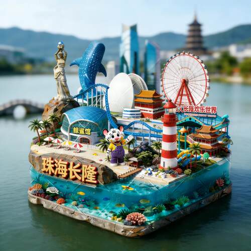 珠海长隆金属浮雕3D磁吸冰箱贴