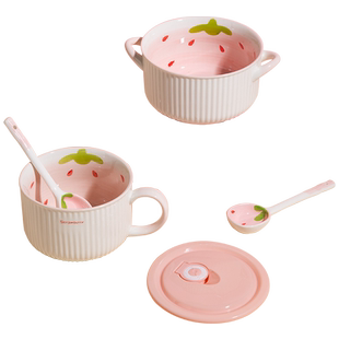 陶瓷饭盒可微波炉加热碗个人专用上班族便当盒学生食堂打饭碗带盖