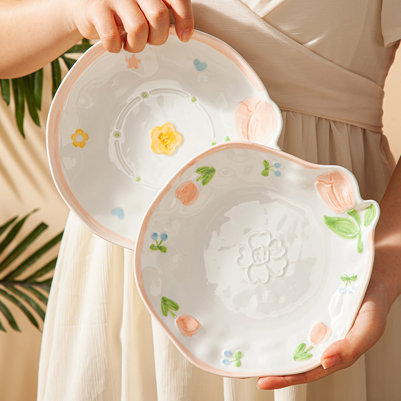 釉下彩陶瓷高颜值菜盘子家用新款