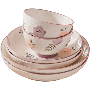 日式陶瓷釉下彩餐具饭碗小碗个人专用家用新款高颜值汤碗面碗盘子