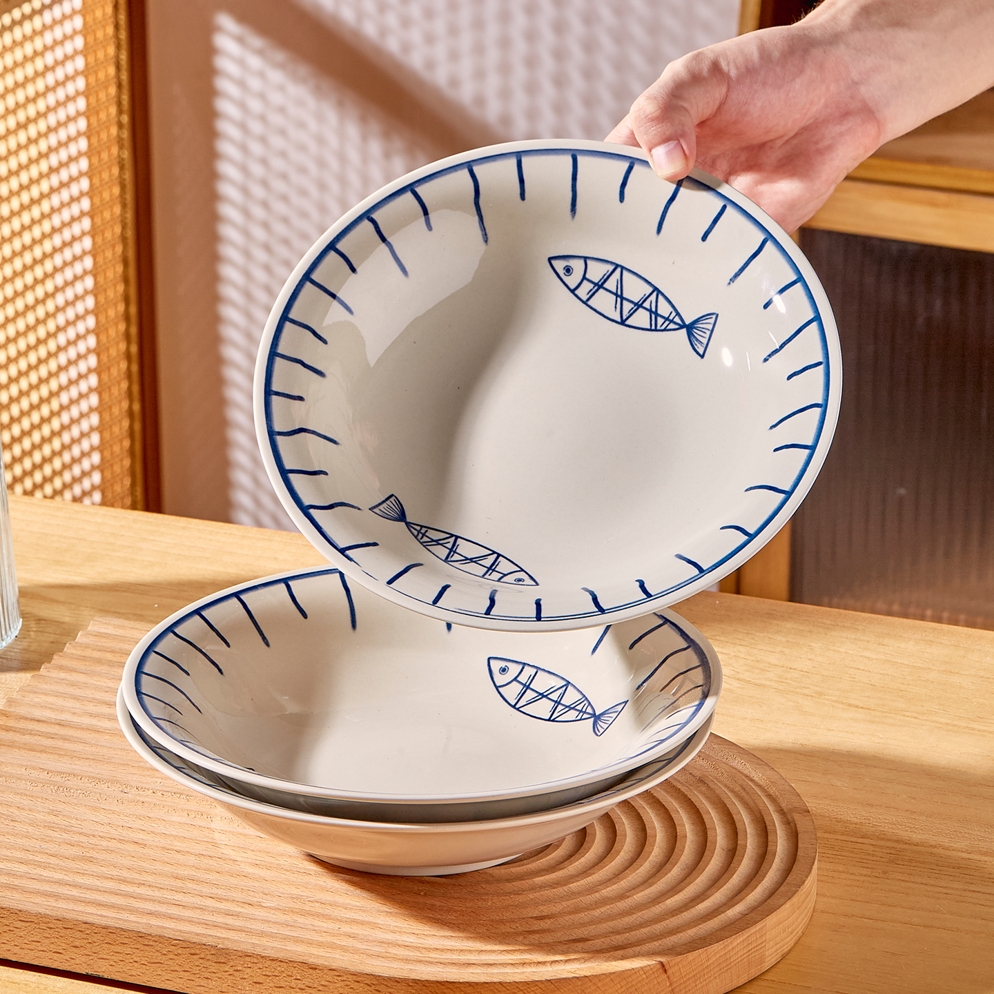 日式盘子高级感釉下彩陶瓷家用