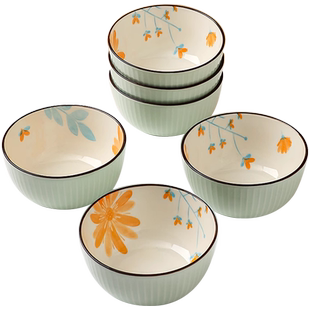 中式釉下彩陶瓷吃饭碗家用2025新款5英寸米饭碗小碗面碗碗盘餐具