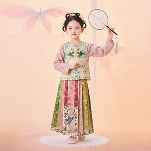 2026童装新中式女童马面裙儿童春款新款汉服唐装马甲马面裙