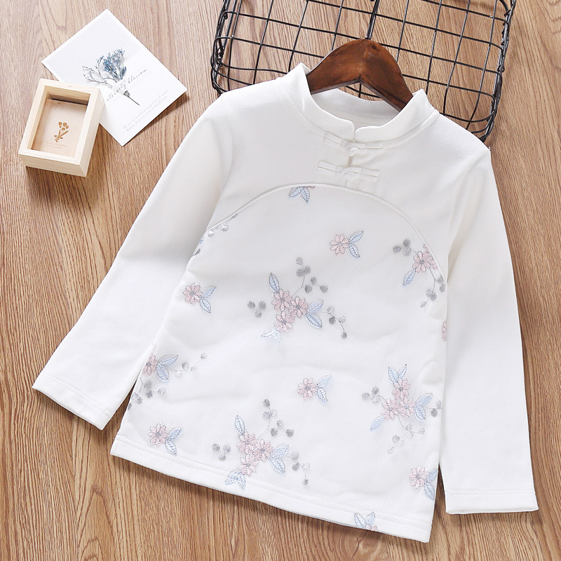 女童打底衫拜新过年款中式国古风