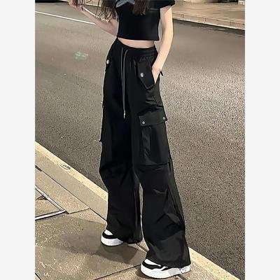 黑色工装裤女夏季2025新