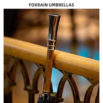 foxrain复古男士自动高档雨伞高级感长柄大号加固贵族伞定制LOGO