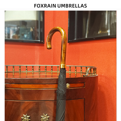 foxrain umbrellas英式Tube木弯柄复古绅士钢骨直杆高级长柄雨伞