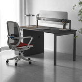 捷奥Q8办公桌公司职员桌简约现代单人位屏风工位办公家俱带边柜