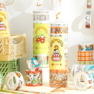 墨染文坊 贩卖元气系列套装胶带可爱文字甜点小动物硫酸纸胶带手账胶带可爱卡通手账工具用品和纸胶带少女心