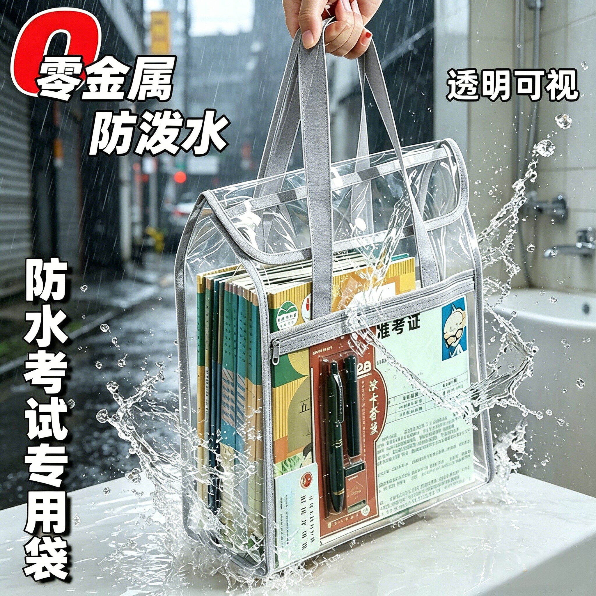 小槑同学 考试专用透明袋子防水文件袋中考高考必备文具套装0金属可带入考场手提包2026新款