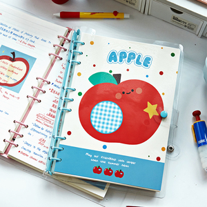 小槑同学 可爱苹果透明软皮活页本a5笔记本本子可拆卸加厚pvc外壳高颜值小学生初中生专用b5手帐日记本记事本