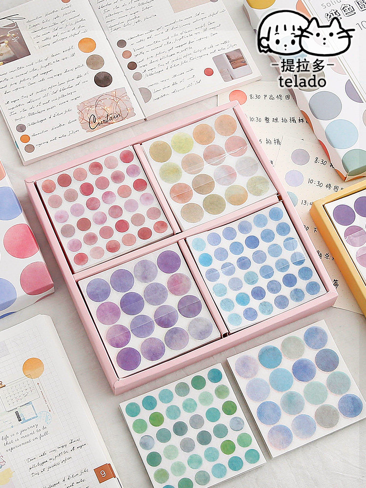 Little classmate 100 color dot hand account stickers set ins wind and paper hand account material decoration