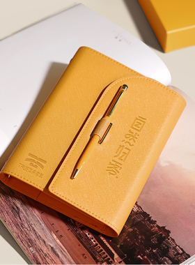 画冠高颜值笔记本a5a6活页本定制可印log商务礼盒记事本读书手帐本皮面加厚手账日记本工作会议简约精致本子