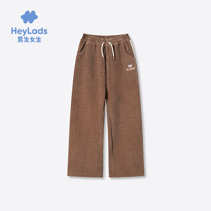 【呼呼严选】男生女生女大童卡通刺绣灯芯绒长裤NPXEJ43533A