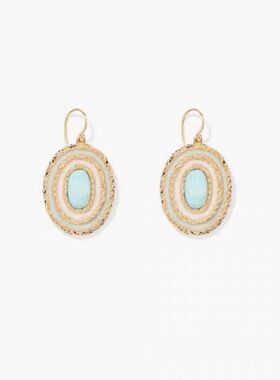 sasa同款法式Aure Bidman绿松石耳环AB珐琅复古厚重感轻奢耳坠女