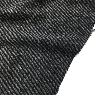 一米价 深灰色底杂色条纹图案针织羊毛面料 秋冬 大衣 外套 布料