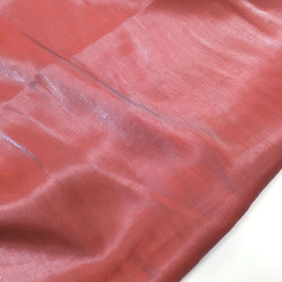 一米价 橘红色底淡蓝色亮丝化纤面料 春夏 连衣裙 服饰 布料