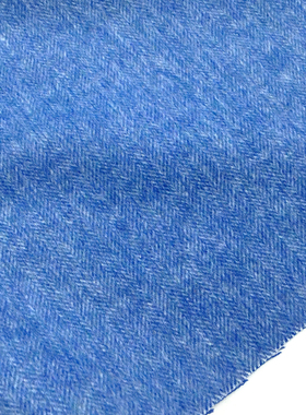 一米价 蓝色底波浪条纹图案双面羊毛面料 春秋 连衣裙 外套 布料