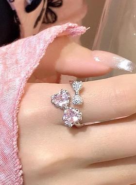 气质设计感轻奢粉钻时尚指环小众