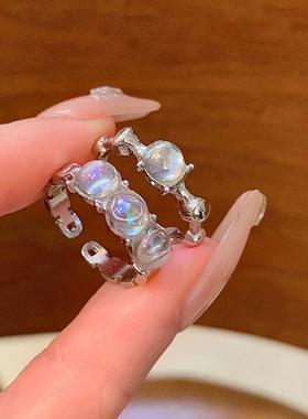 渐变色开口爆款套装炫彩戒指轻奢