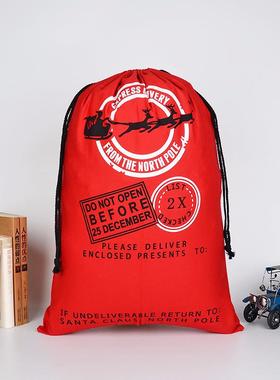 新款邮戳圣诞帆布袋 圣诞礼品袋 红色老人麋鹿圣诞袋Santa Sack