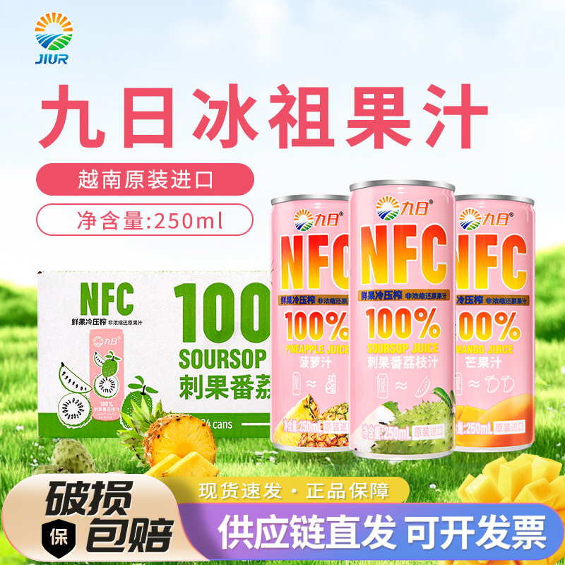 九日冰祖菠萝汁250ml*6罐NFC果汁