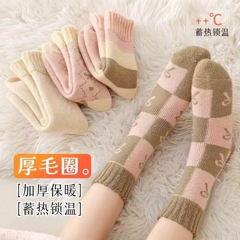 厚袜子女款秋冬保暖中筒袜加绒