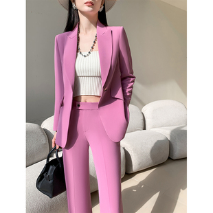 2026新款高端粉色西装套装女秋冬季高级感收腰面试正装职业装西服