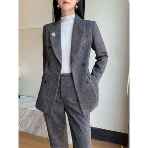 羊毛西装套装女2026新款秋冬正装